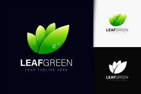 Leaf green logo design with gradientのイラスト素材