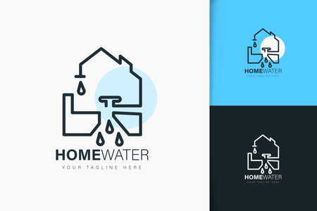 Home water logo design linear styleのイラスト素材