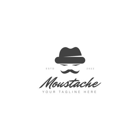 Face with mustache and hat logo design illustration iconのイラスト素材