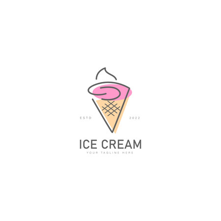 Ice cream line logo design icon illustrationのイラスト素材