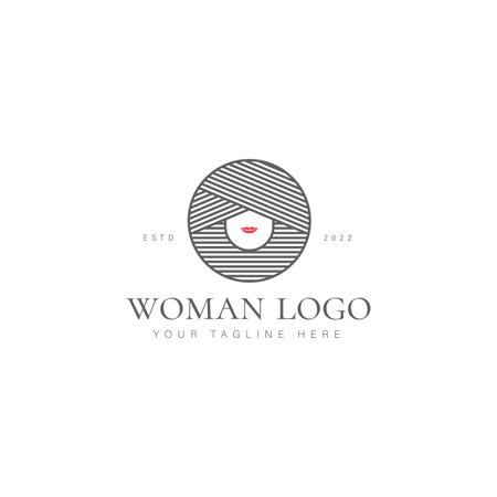Woman with circle line logo design icon illustrationのイラスト素材