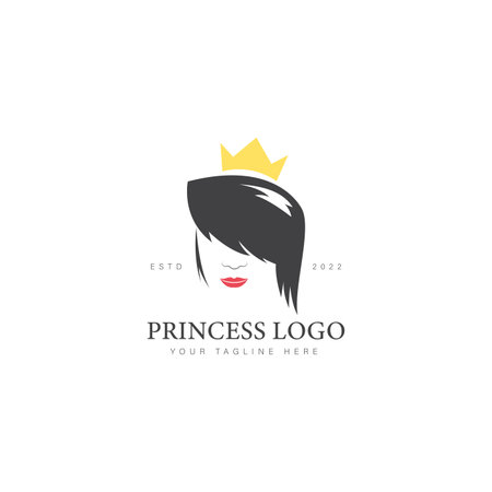 Women face with crown logo design icon illustrationのイラスト素材