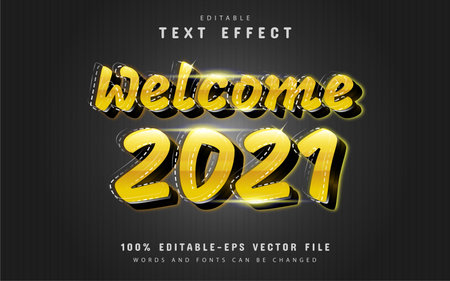 Welcome 2021 editable text effect gold colorのイラスト素材