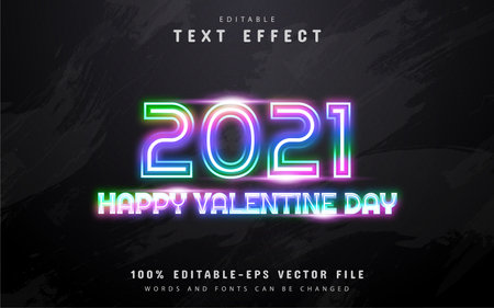 Happy valentine day neon style text effectのイラスト素材
