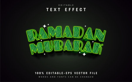 Ramadan mubarak green text effectのイラスト素材