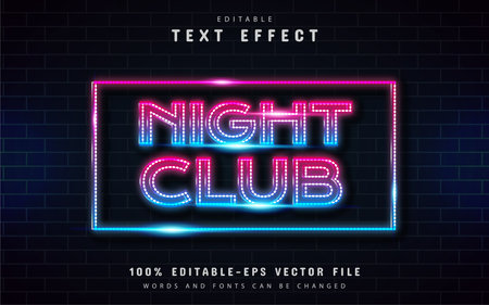 Night club text, neon style text effectのイラスト素材