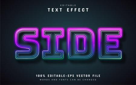 Side text, editable line neon text effectのイラスト素材
