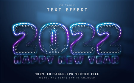 Happy new year 2022 neon dots style text effectのイラスト素材
