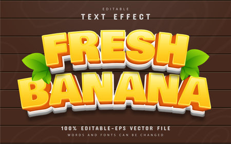 Fresh banana text effect cartoon styleのイラスト素材
