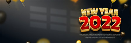 Happy new year 2022 golden banner template with blank spaceのイラスト素材