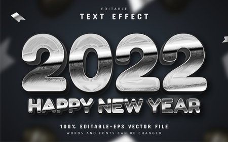 Happy new year 2022 silver 3d text effect editableのイラスト素材
