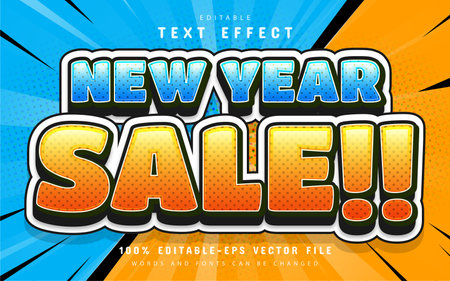 New year sale comic style 3d text effectのイラスト素材
