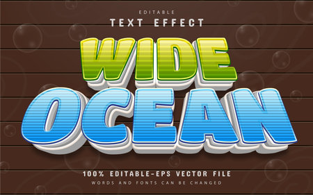 Wide ocean text effect cartoon styleのイラスト素材