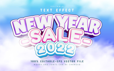 New year sale 2022, editable text effect cartoon styleのイラスト素材