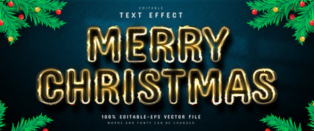 Merry Christmas editable gold style text effectのイラスト素材