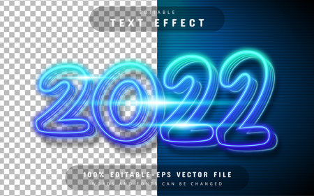 2022 blue neon text effect editableのイラスト素材