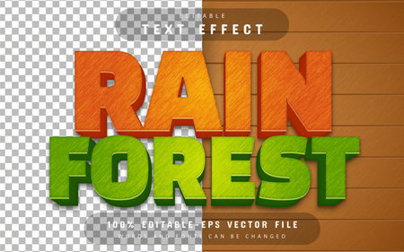 Rain forest 3d text effect editableのイラスト素材