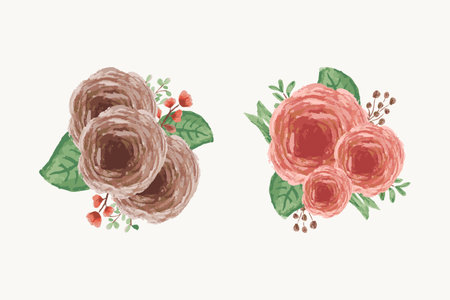 Beautiful watercolor chocolate roseのイラスト素材