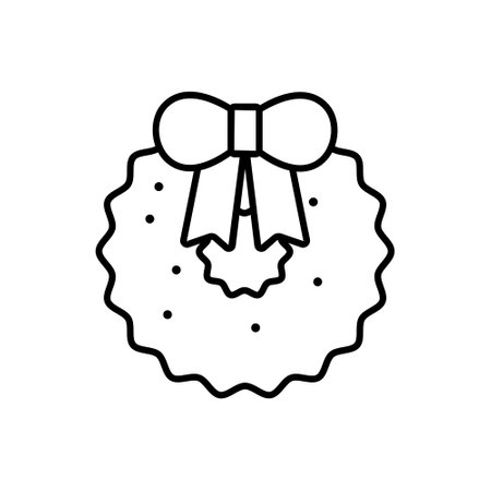 Christmas Wreath icon outline style design vectorのイラスト素材