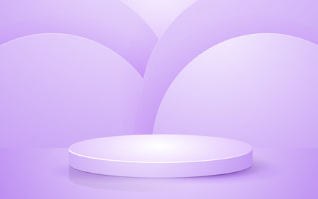 Abstract circle scene 3d round podium pastel purple background for product presentation mockup showのイラスト素材