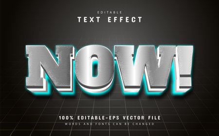 Now silver 3d editable text effectのイラスト素材