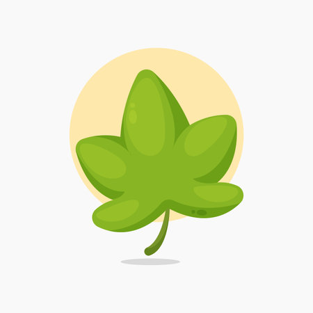 green leaf icon cartoon style illustrationのイラスト素材