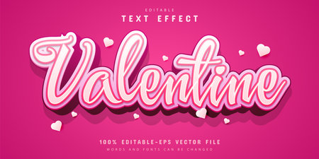 Valentine pink cartoon style text effect editableのイラスト素材