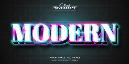 Modern colorful neon light text effect editableのイラスト素材
