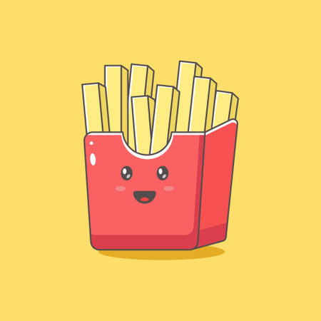Cute french fries cartoon style icon illustrationのイラスト素材