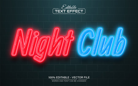 Night club glowing neon style text effectのイラスト素材