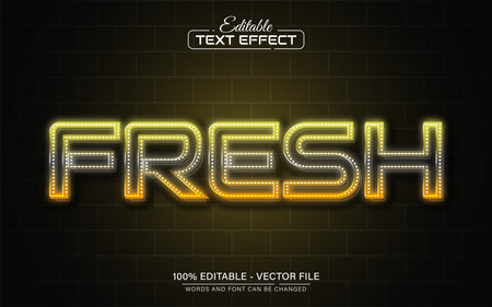 Fresh yellow glowing neon style text effectのイラスト素材