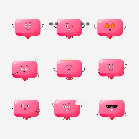 Cute pink speech bubble character vector illustrationのイラスト素材