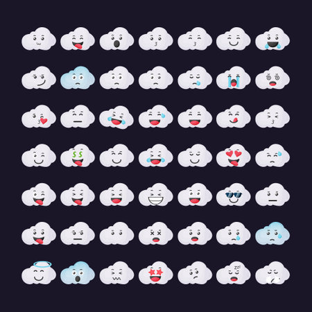 Cute cloud with emoticons vector icon illustrationのイラスト素材