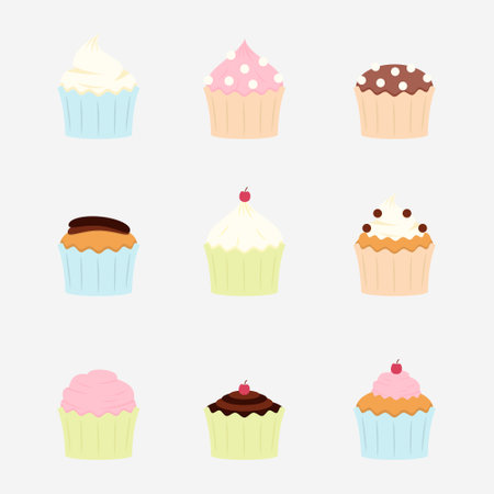 Cupcake cartoon icon pastel vector illustrationのイラスト素材