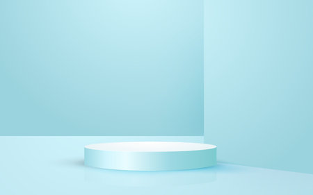 3d scene pastel blue round podium background perfect for event promotion cosmetic product presentation mockupのイラスト素材