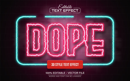 Dope pink line neon light text effect editableのイラスト素材