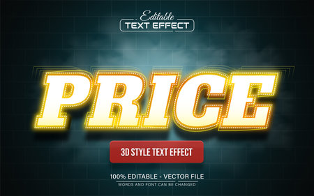 Price yellow neon 3d text effect editableのイラスト素材