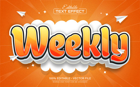 Weekly orange cartoon 3d text effect editableのイラスト素材