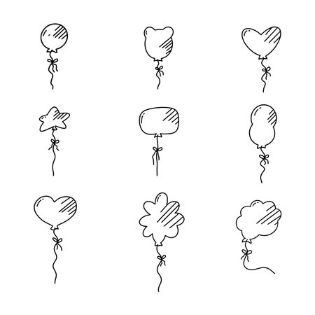 Balloon doodle line vector illustrationのイラスト素材