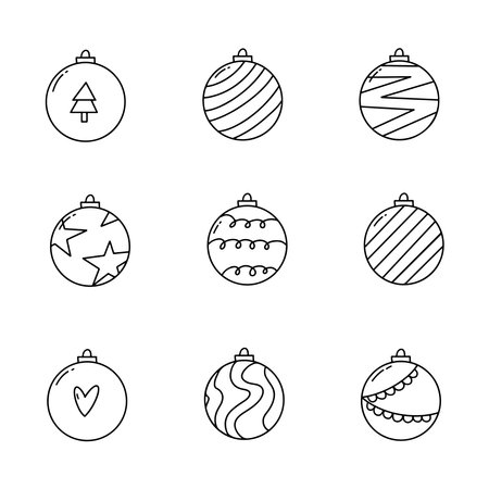 Christmas ball doodle line vector illustrationのイラスト素材
