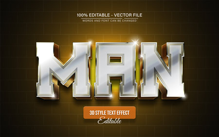 Golden silver man 3d text effect editableのイラスト素材