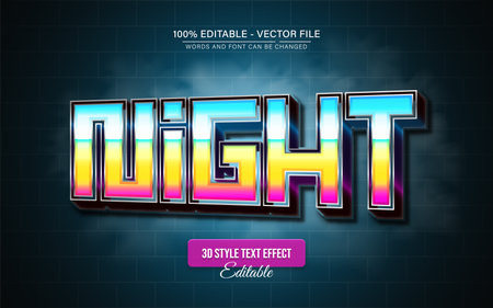 Colorful night 3d text effect editableのイラスト素材