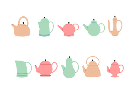 Kettle icon symbol Flat style. collection of isolated cartoon illustrationsのイラスト素材