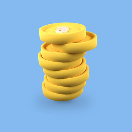 Stack of gold dollar coins isolated 3d render icon illustrationの写真素材