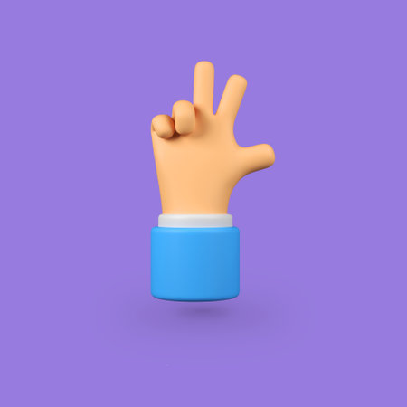 Hand cartoon isolated 3d render icon illustrationの写真素材