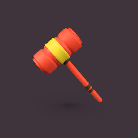 Red gavel isolated 3d render icon illustration