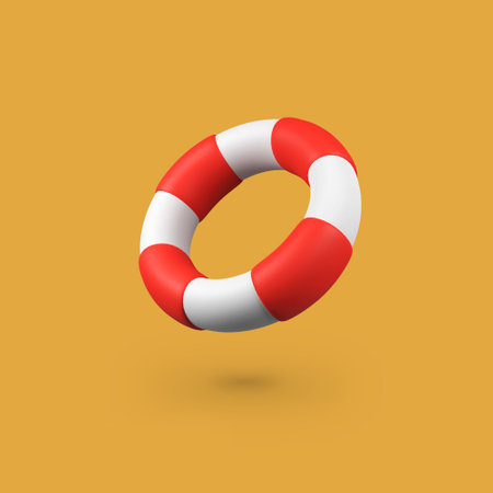 Lifebuoy beach summer isolated 3d render icon illustrationの写真素材