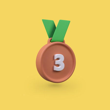 Bronze medal isolated 3d render icon illustrationの写真素材