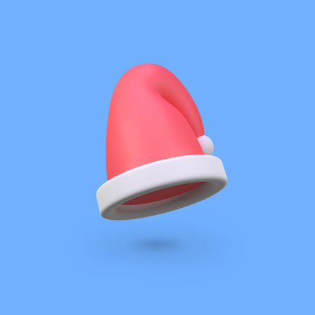 Red Santa hat isolated 3d render icon illustrationの写真素材