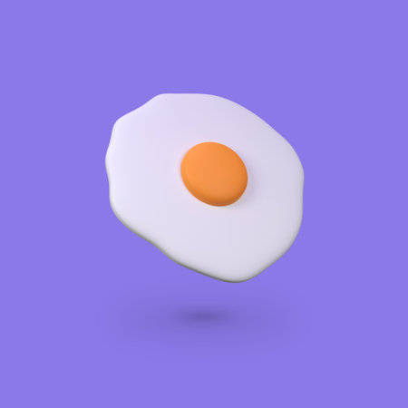 Fried egg isolated 3d render icon illustrationの写真素材